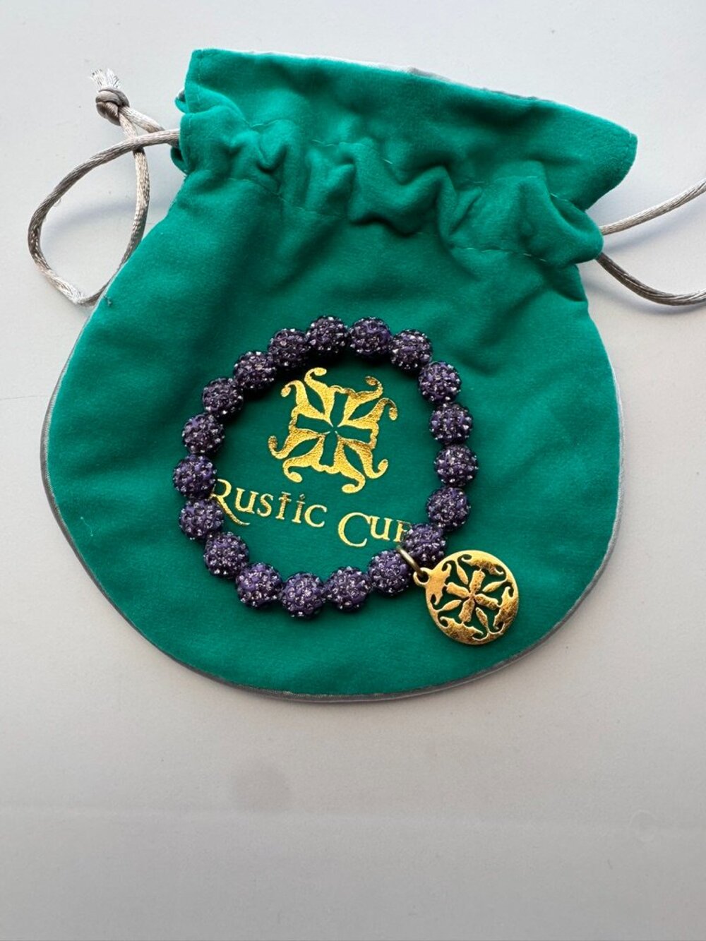 Rustic Cuff Purple and Gold Bracelet